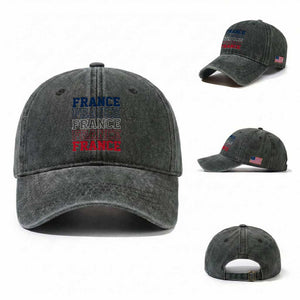 France Pride French Flag Patriotic Supporter Washed Cotton Baseball Cap TS12 Washed Cap Universal Fit Dark Green Print Your Wear