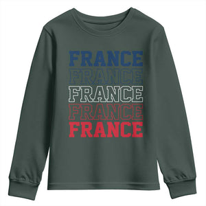 France Pride French Flag Patriotic Supporter Youth Sweatshirt TS12 Dark Forest Green Print Your Wear