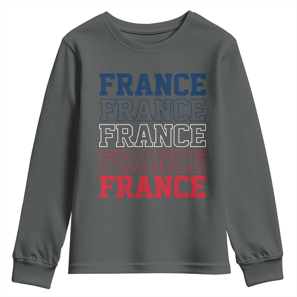 France Pride French Flag Patriotic Supporter Youth Sweatshirt TS12 Dark Heather Print Your Wear