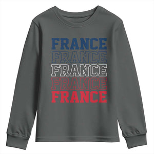 France Pride French Flag Patriotic Supporter Youth Sweatshirt TS12 Dark Heather Print Your Wear
