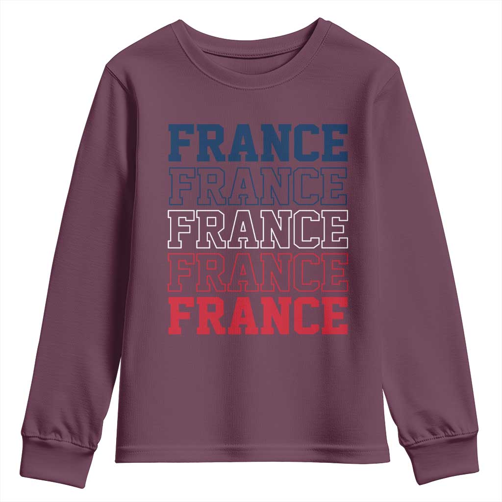 France Pride French Flag Patriotic Supporter Youth Sweatshirt TS12 Maroon Print Your Wear