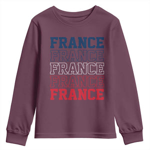 France Pride French Flag Patriotic Supporter Youth Sweatshirt TS12 Maroon Print Your Wear