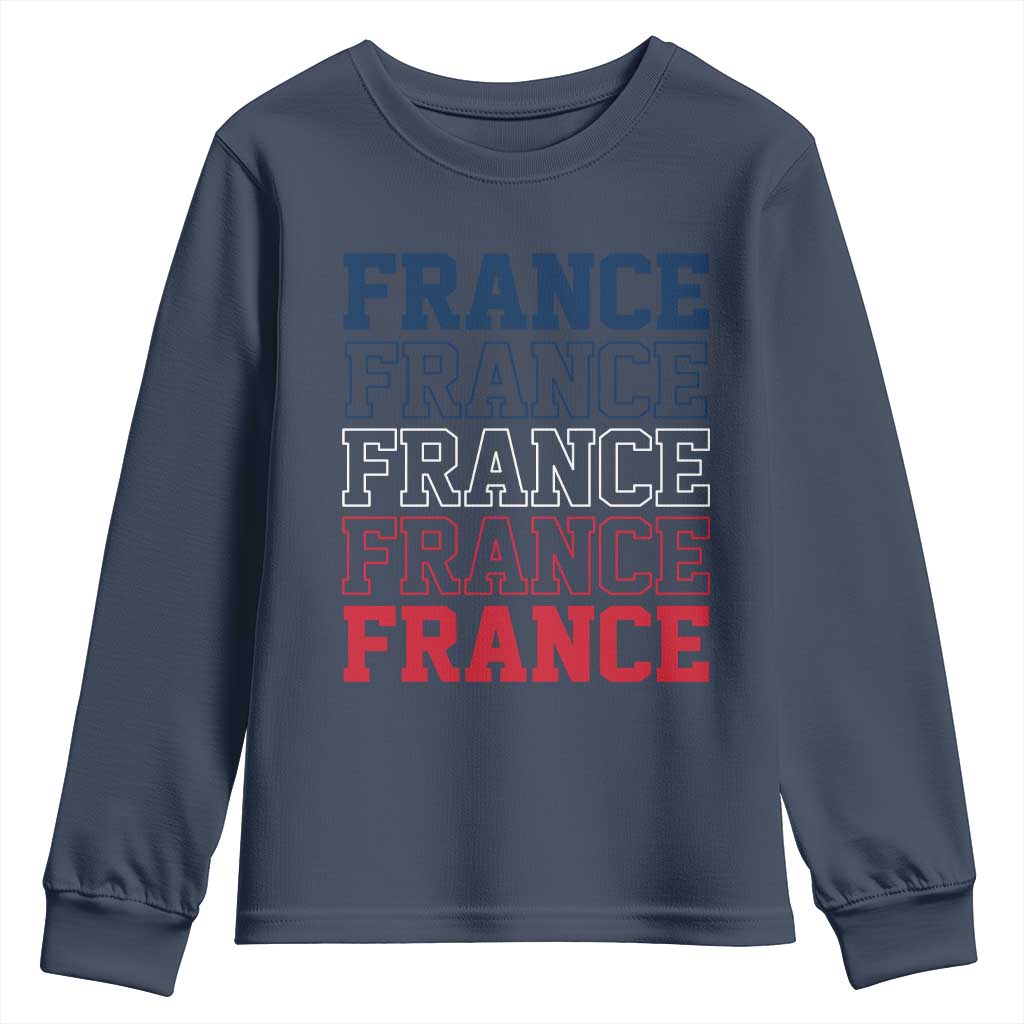 France Pride French Flag Patriotic Supporter Youth Sweatshirt TS12 Navy Print Your Wear