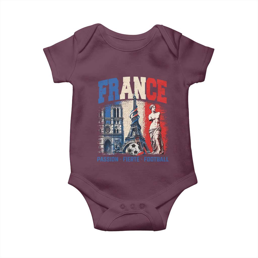France Soccer Fan Passion Baby Onesie Fierté Football French Supporter Gift TS12 Maroon Print Your Wear