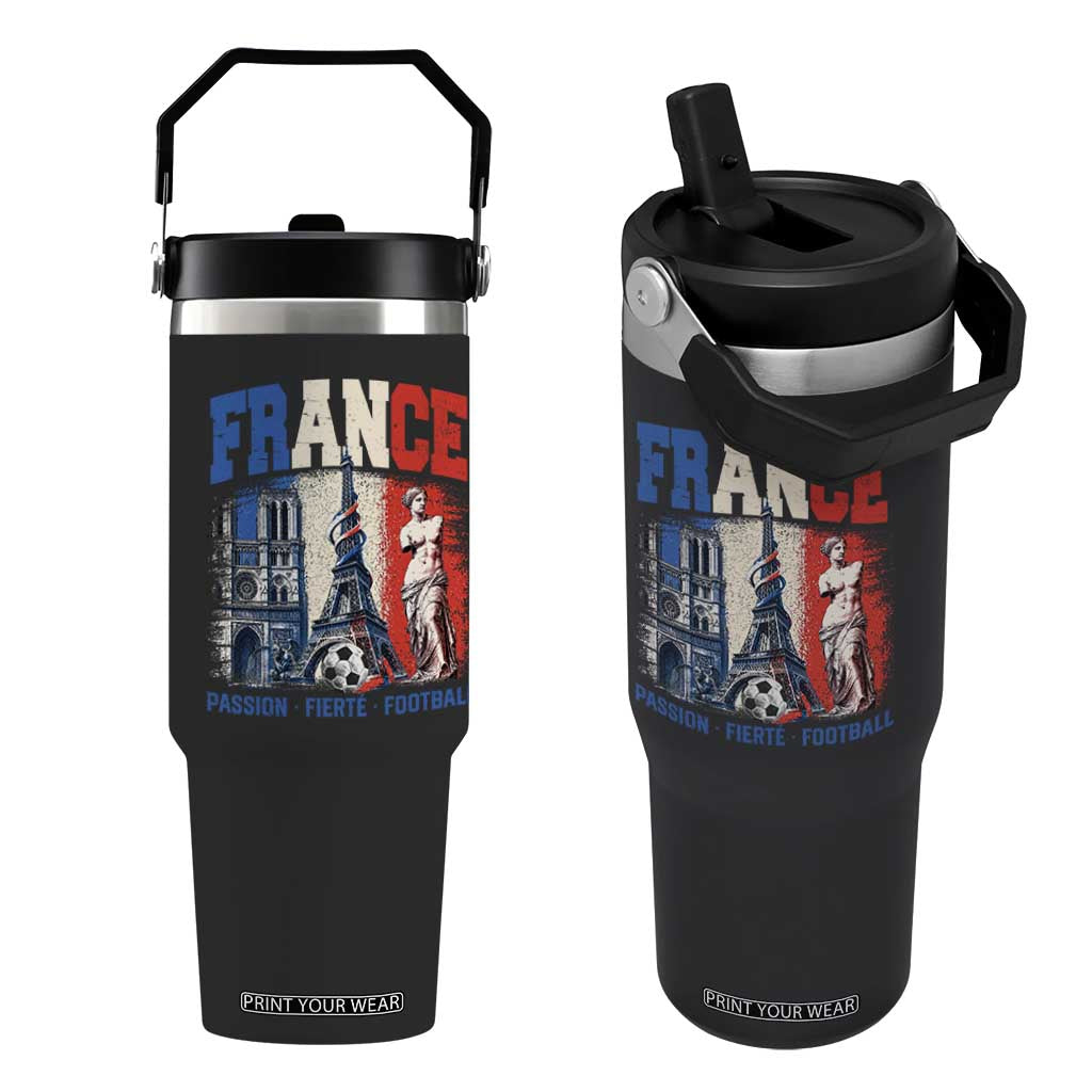 France Soccer Fan Passion Flip Straw Tumbler Fierté Football French Supporter Gift TS12 One Size: 30 oz Black Print Your Wear