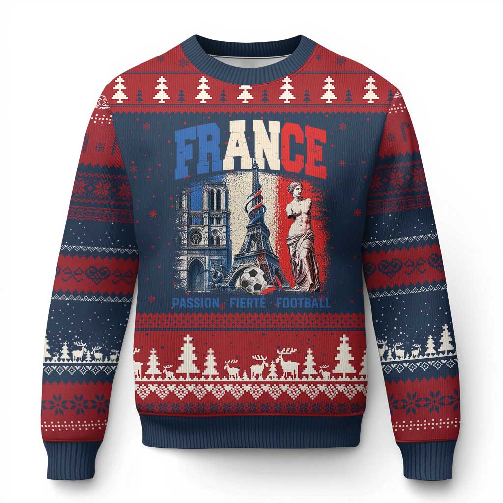 France Soccer Fan Passion Ugly Christmas Sweater Fierté Football French Supporter Gift TS12 Navy Red Print Your Wear