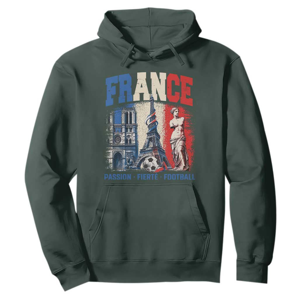 France Soccer Fan Passion Hoodie Fierté Football French Supporter Gift TS12 Dark Forest Green Print Your Wear