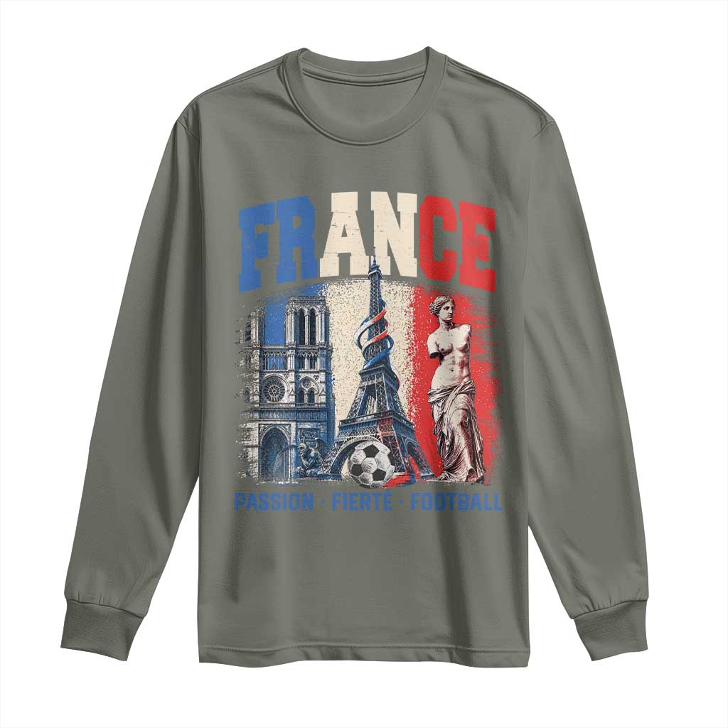 France Soccer Fan Passion Long Sleeve Shirt Fierté Football French Supporter Gift TS12 Military Green Print Your Wear
