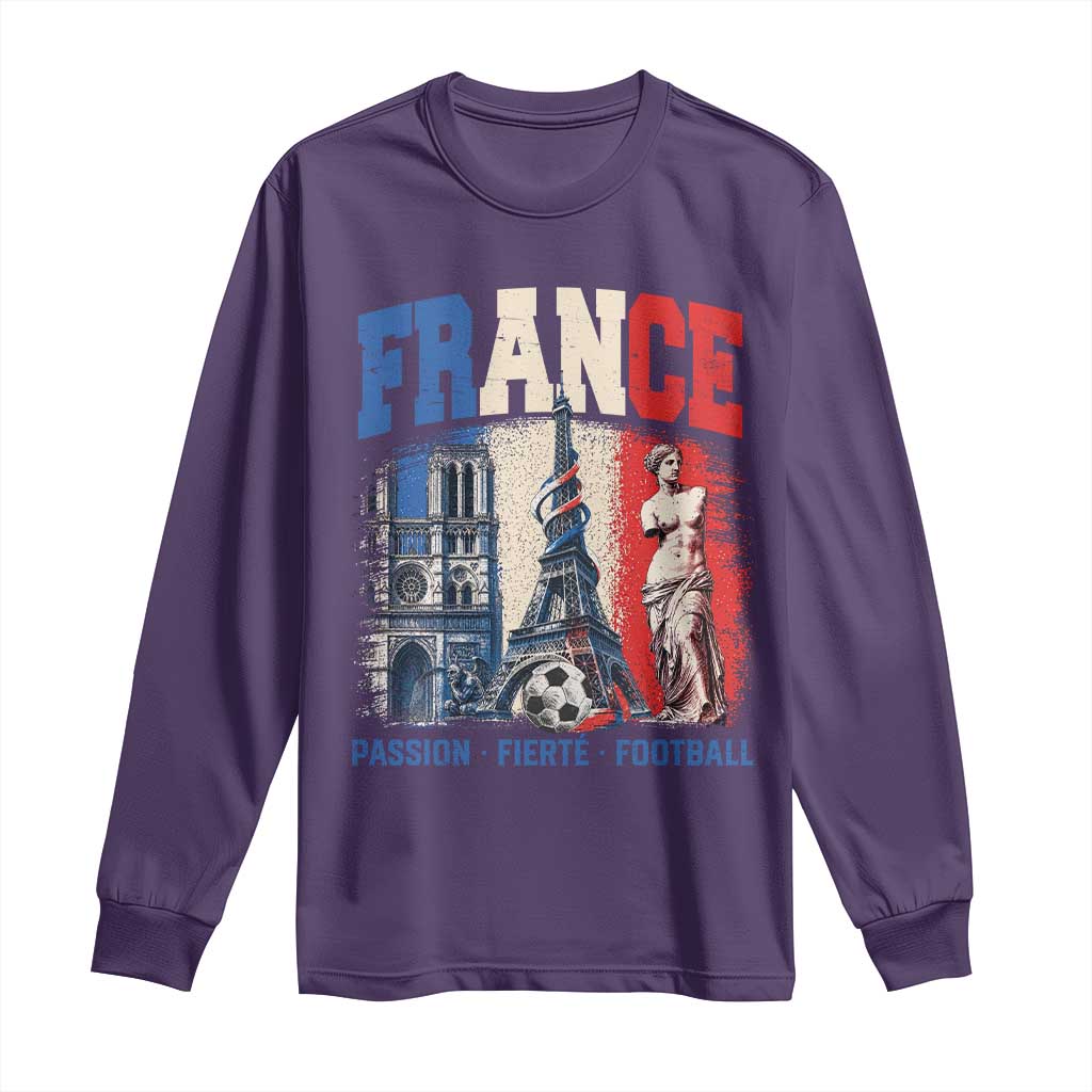 France Soccer Fan Passion Long Sleeve Shirt Fierté Football French Supporter Gift TS12 Purple Print Your Wear