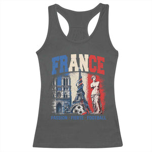 France Soccer Fan Passion Racerback Tank Top Fierté Football French Supporter Gift TS12 Dark Heather Print Your Wear