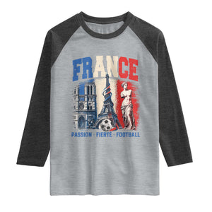 France Soccer Fan Passion Raglan Shirt Fierté Football French Supporter Gift TS12 Heather Gray Heather Charcoal Print Your Wear