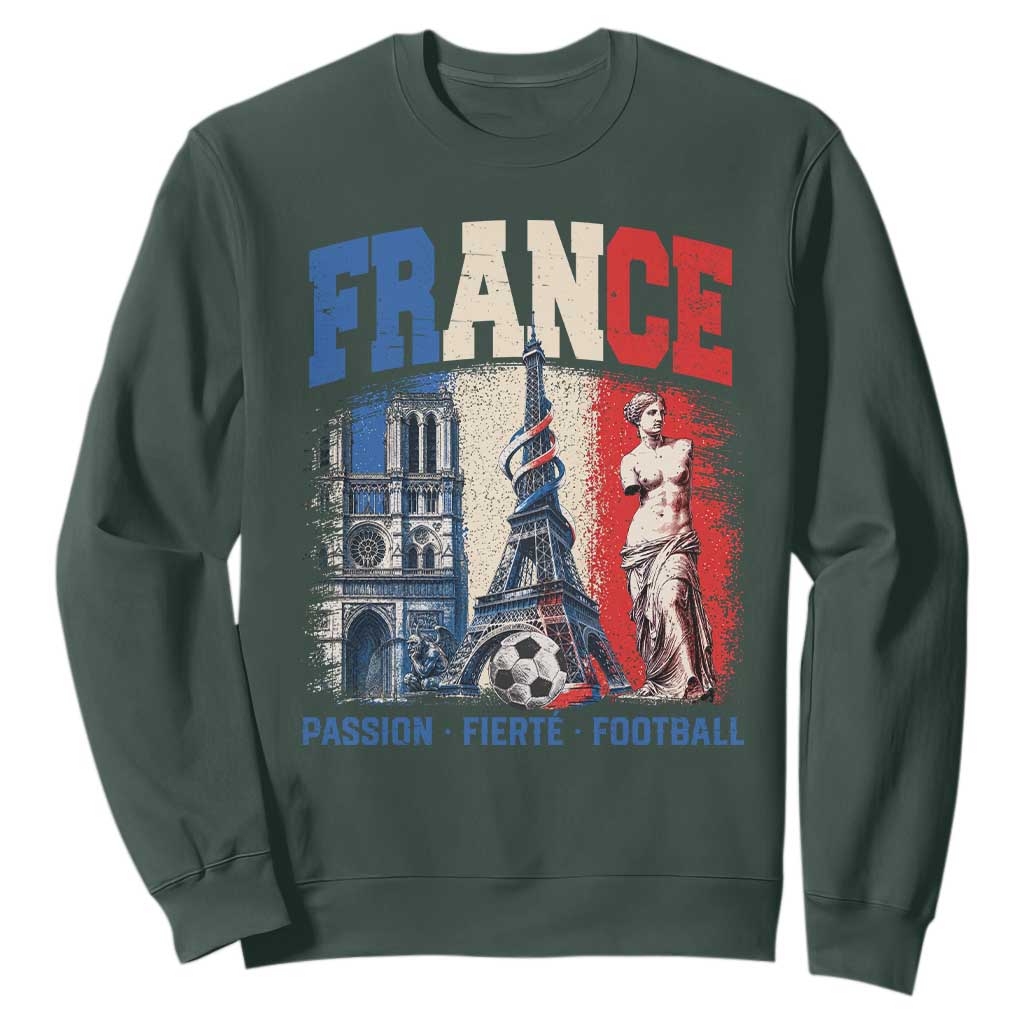 France Soccer Fan Passion Sweatshirt Fierté Football French Supporter Gift TS12 Dark Forest Green Print Your Wear
