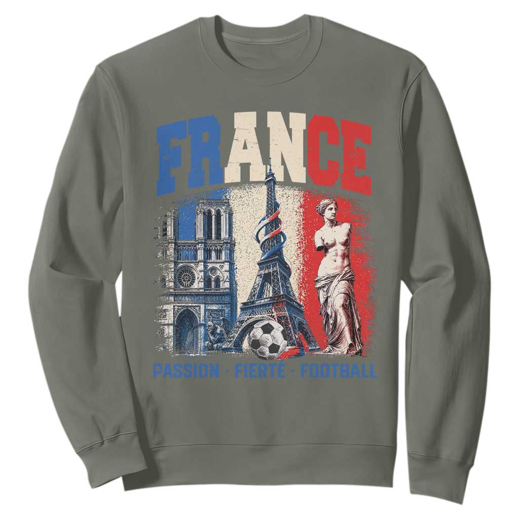 France Soccer Fan Passion Sweatshirt Fierté Football French Supporter Gift TS12 Military Green Print Your Wear