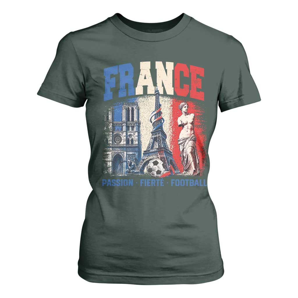 France Soccer Fan Passion T Shirt For Women Fierté Football French Supporter Gift TS12 Dark Forest Green Print Your Wear