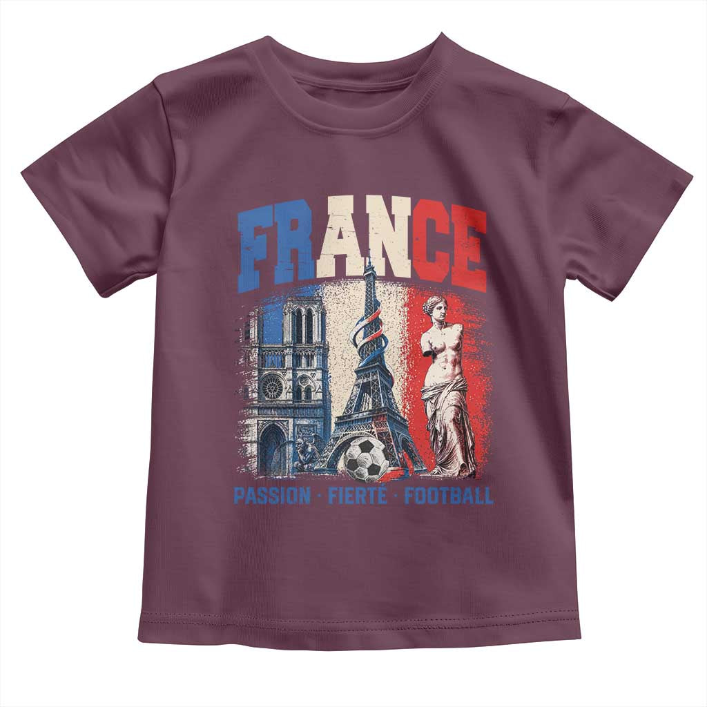 France Soccer Fan Passion Toddler T Shirt Fierté Football French Supporter Gift TS12 Maroon Print Your Wear