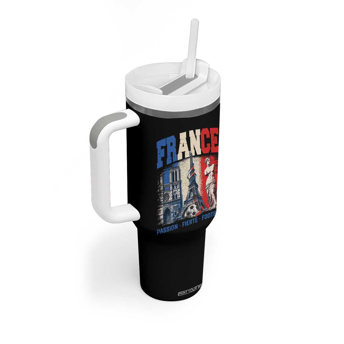France Soccer Fan Passion Tumbler With Handle Fierté Football French Supporter Gift TS12 Print Your Wear