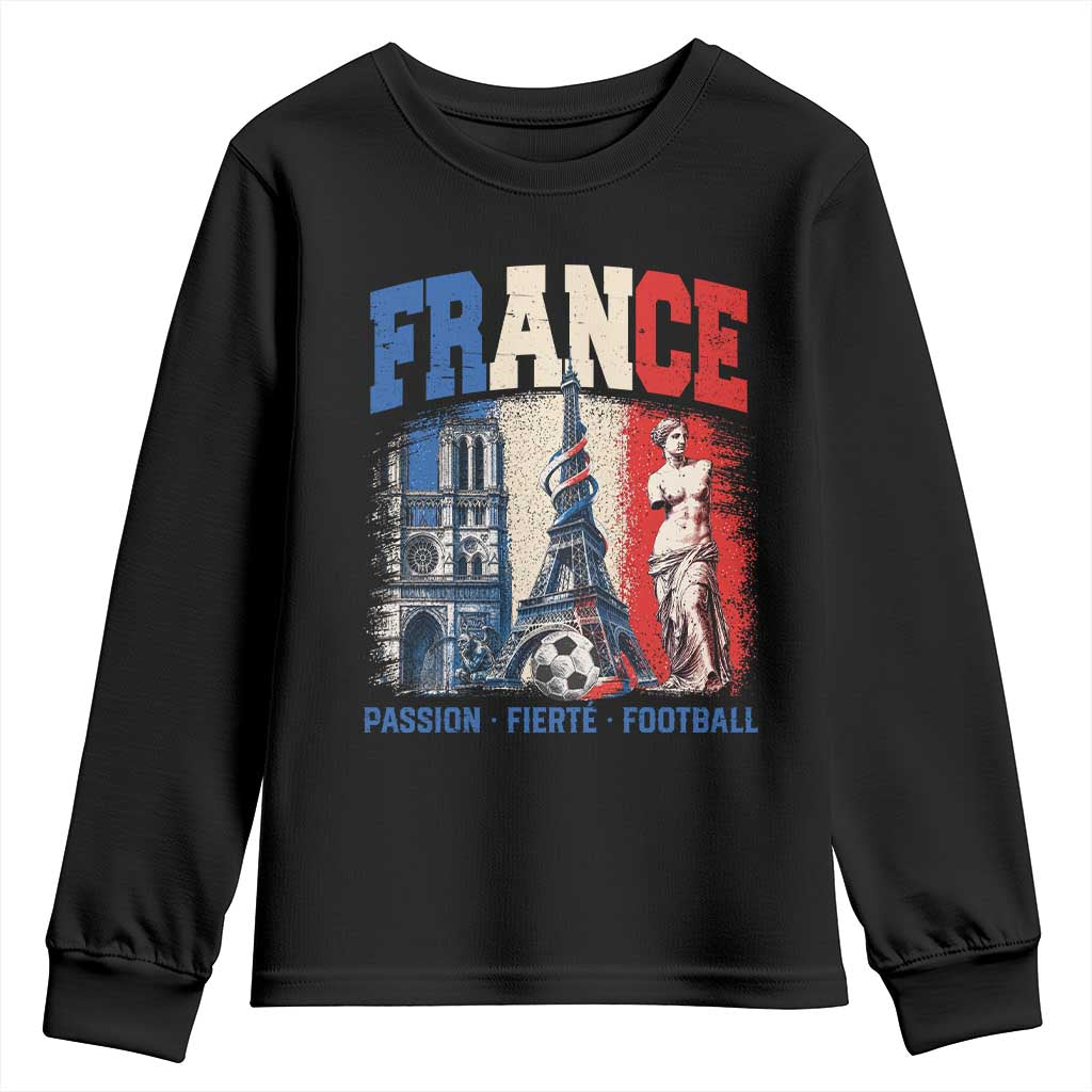 France Soccer Fan Passion Youth Sweatshirt Fierté Football French Supporter Gift TS12 Black Print Your Wear