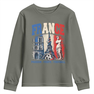 France Soccer Fan Passion Youth Sweatshirt Fierté Football French Supporter Gift TS12 Military Green Print Your Wear