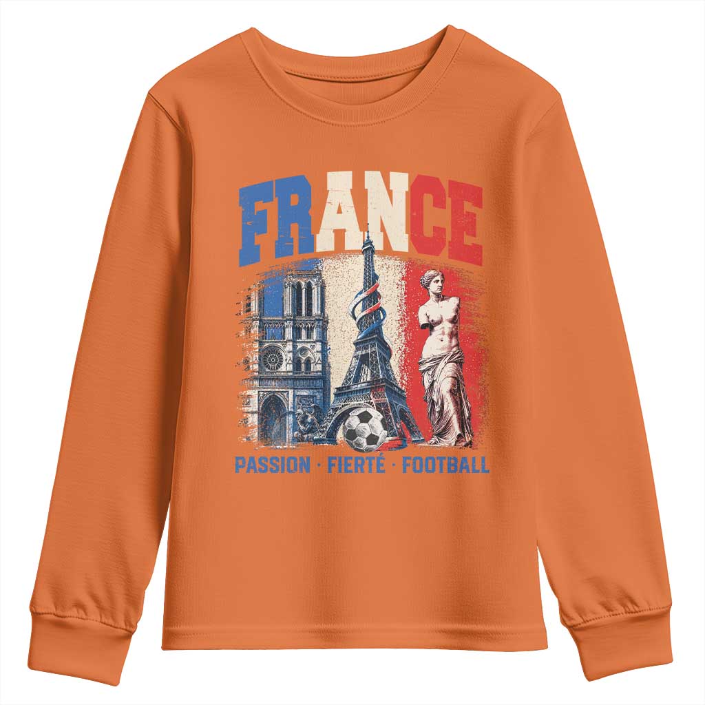 France Soccer Fan Passion Youth Sweatshirt Fierté Football French Supporter Gift TS12 Orange Print Your Wear