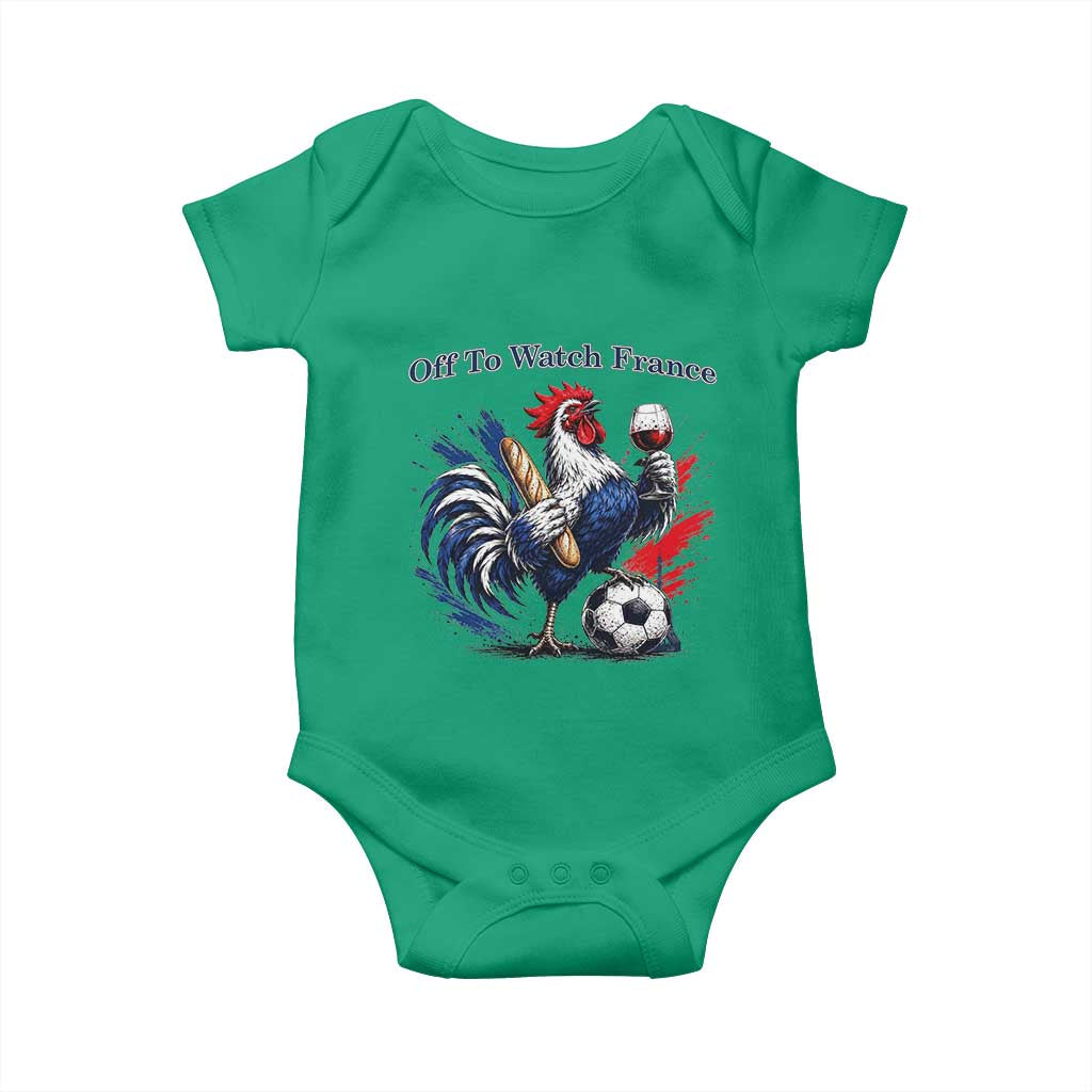 Funny French Rooster Soccer Fan Baby Onesie Off To Watch France TS12 Irish Green Print Your Wear