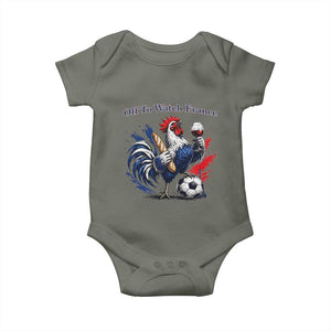 Funny French Rooster Soccer Fan Baby Onesie Off To Watch France TS12 Military Green Print Your Wear