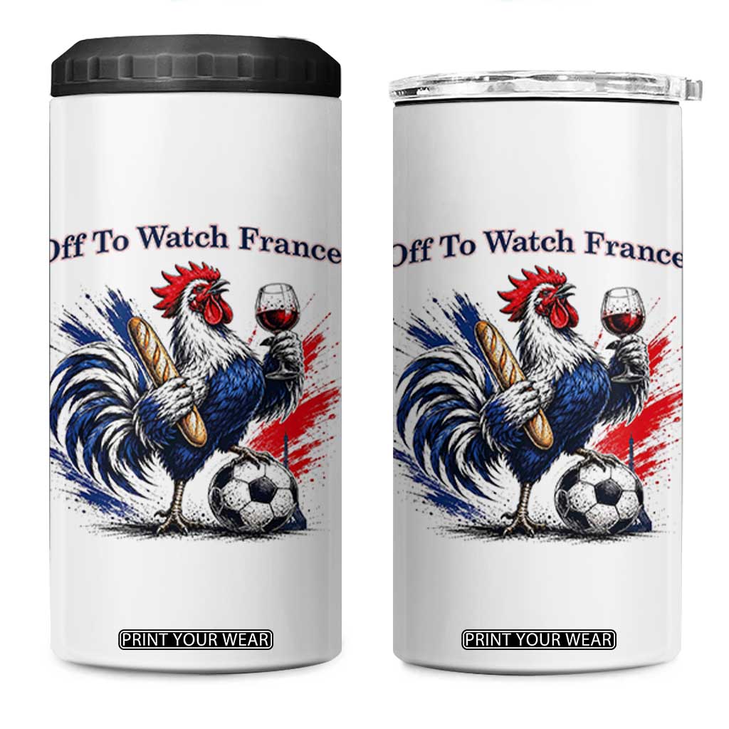Funny French Rooster Soccer Fan 4 in 1 Can Cooler Tumbler Off To Watch France TS12 One Size: 16 oz White Print Your Wear