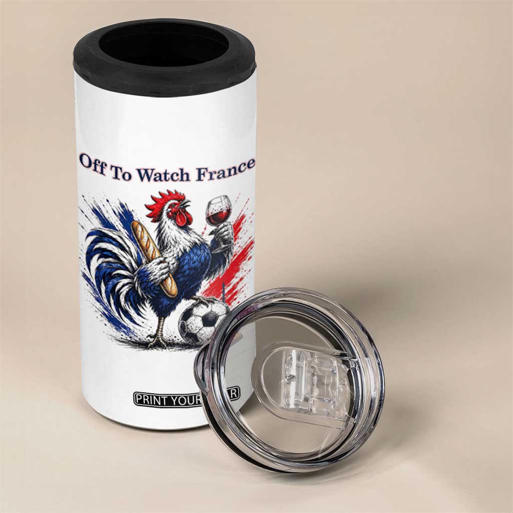 Funny French Rooster Soccer Fan 4 in 1 Can Cooler Tumbler Off To Watch France TS12 Print Your Wear
