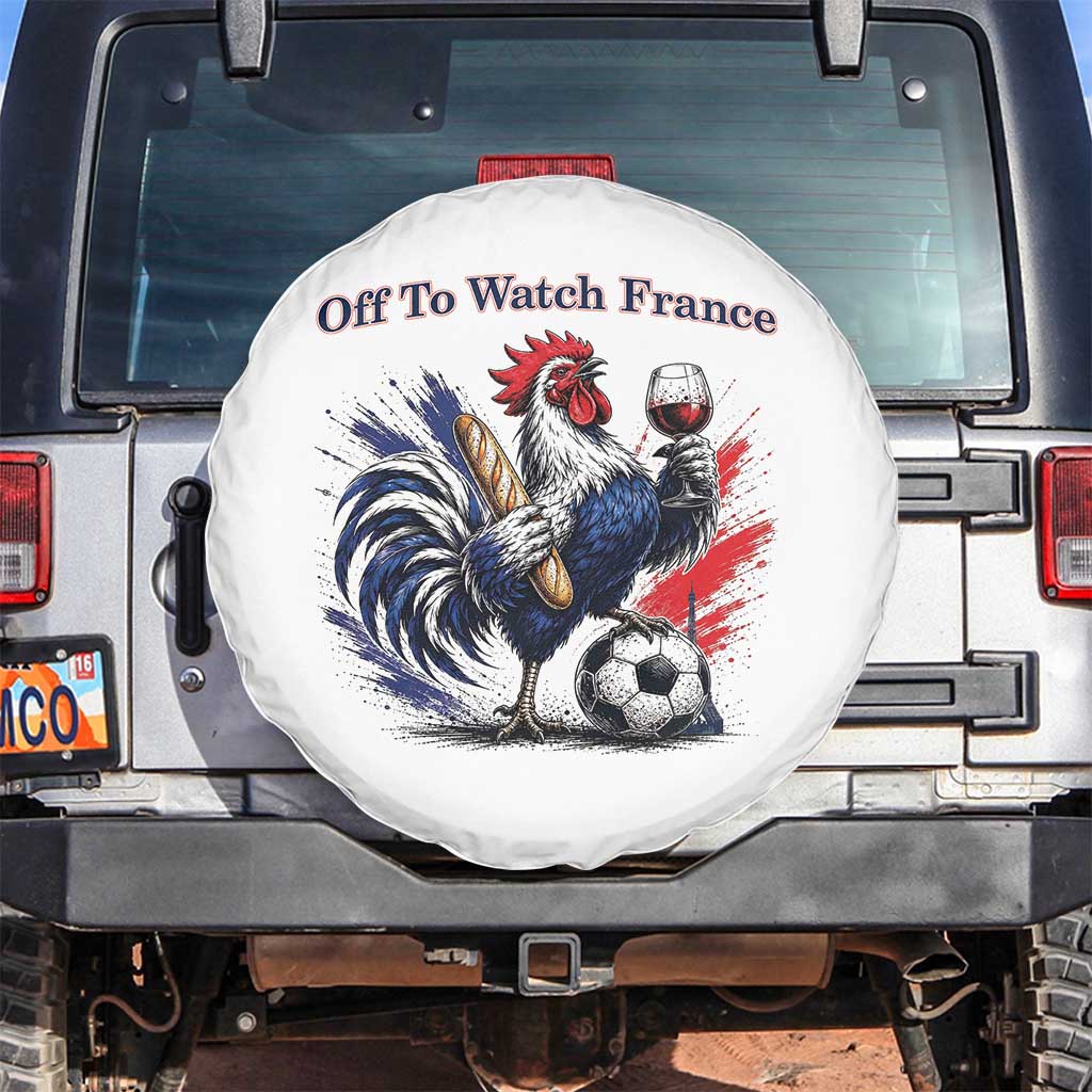 Funny French Rooster Soccer Fan Spare Tire Cover Off To Watch France TS12 No hole White Print Your Wear