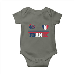 Patriotic France Soccer Fan Baby Onesie Fierté Football Française TS12 Military Green Print Your Wear