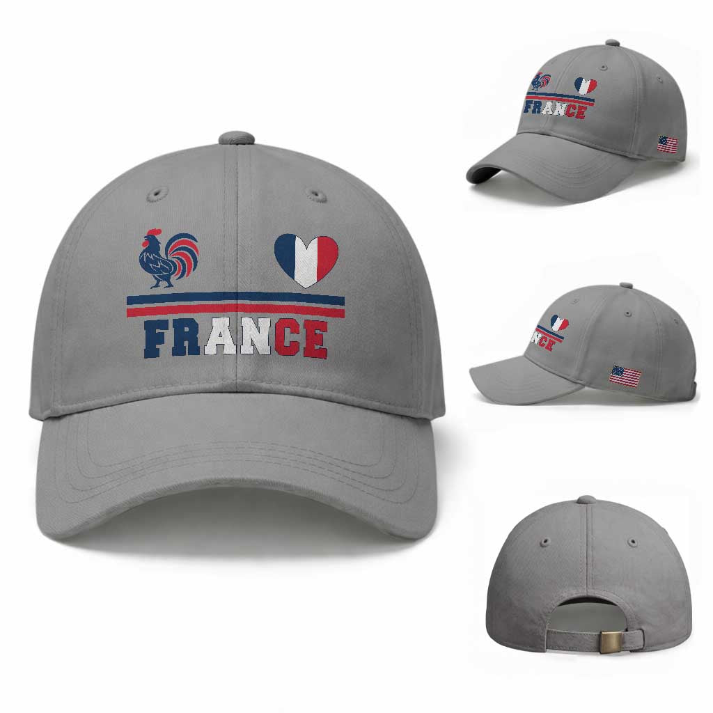 Patriotic France Soccer Fan Baseball Cap Fierté Football Française TS12 Baseball Cap Universal Fit Sport Gray Print Your Wear