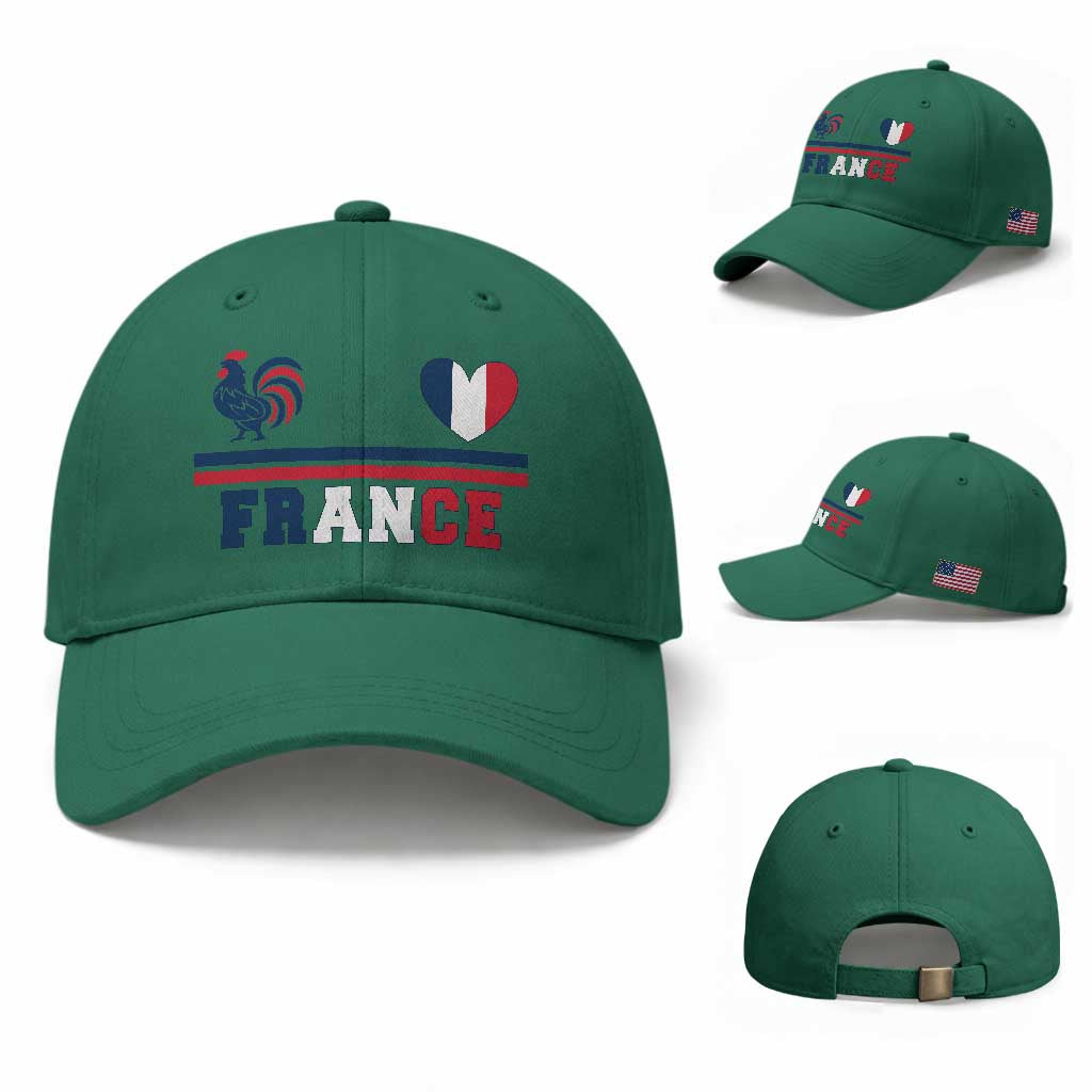 Patriotic France Soccer Fan Baseball Cap Fierté Football Française TS12 Baseball Cap Universal Fit Irish Green Print Your Wear