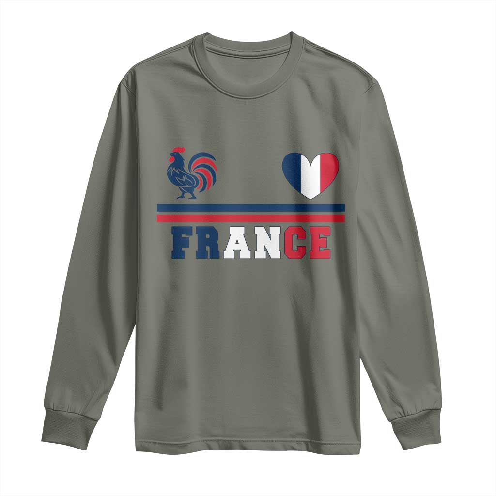Patriotic France Soccer Fan Long Sleeve Shirt Fierté Football Française TS12 Military Green Print Your Wear