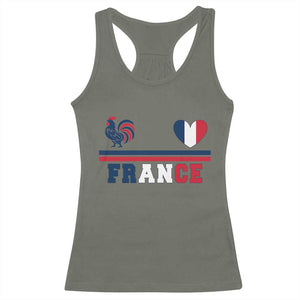 Patriotic France Soccer Fan Racerback Tank Top Fierté Football Française TS12 Military Green Print Your Wear