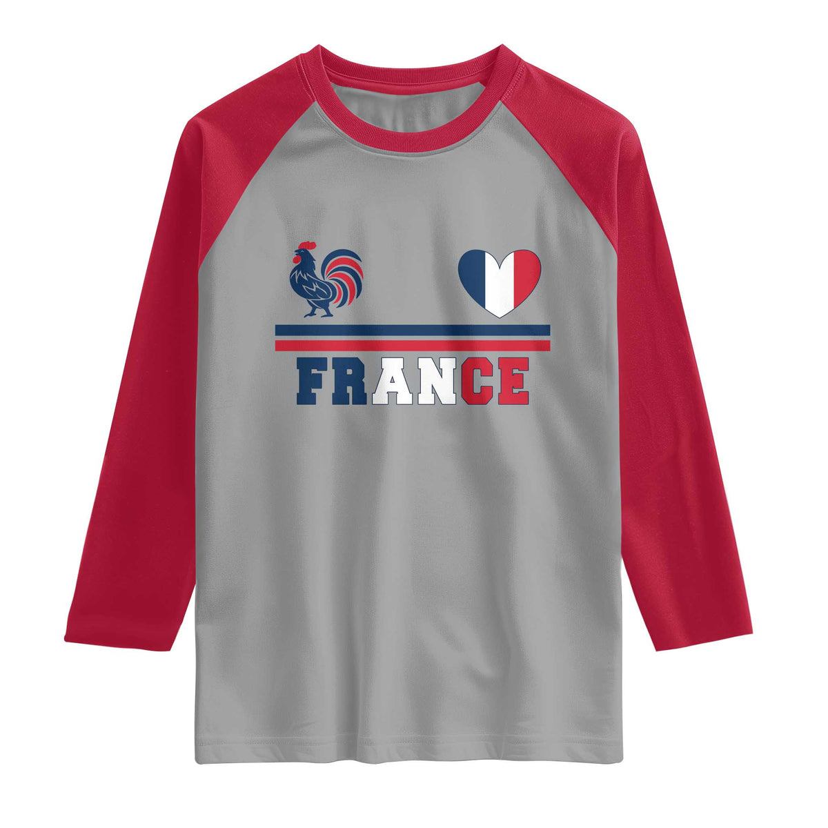 Patriotic France Soccer Fan Raglan Shirt Fierté Football Française TS12 Sport Gray Red Print Your Wear