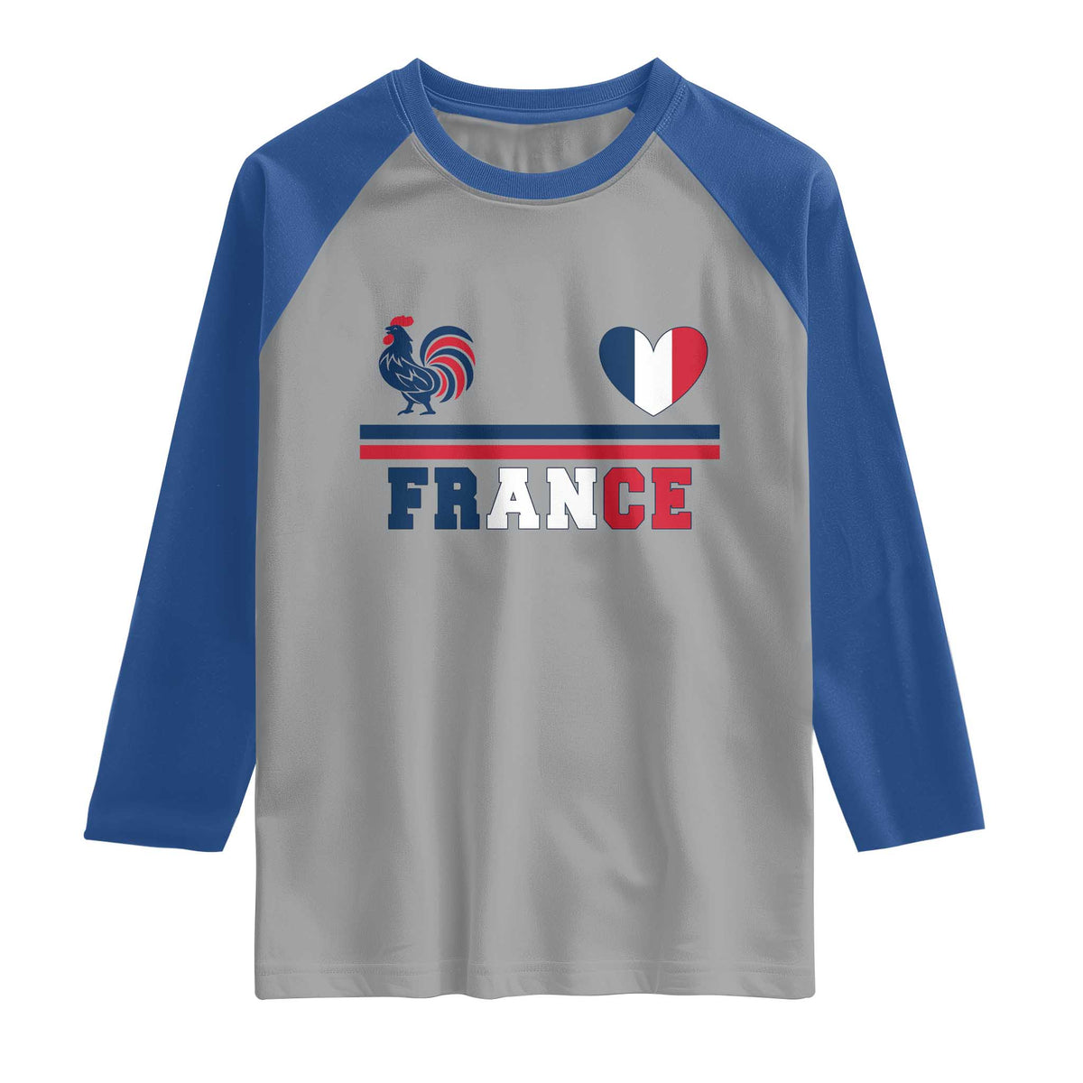 Patriotic France Soccer Fan Raglan Shirt Fierté Football Française TS12 Sport Gray Royal Print Your Wear