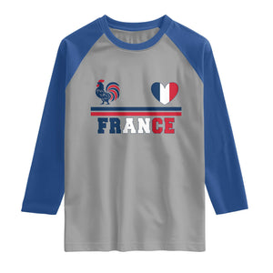 Patriotic France Soccer Fan Raglan Shirt Fierté Football Française TS12 Sport Gray Royal Print Your Wear