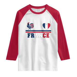 Patriotic France Soccer Fan Raglan Shirt Fierté Football Française TS12 White Red Print Your Wear