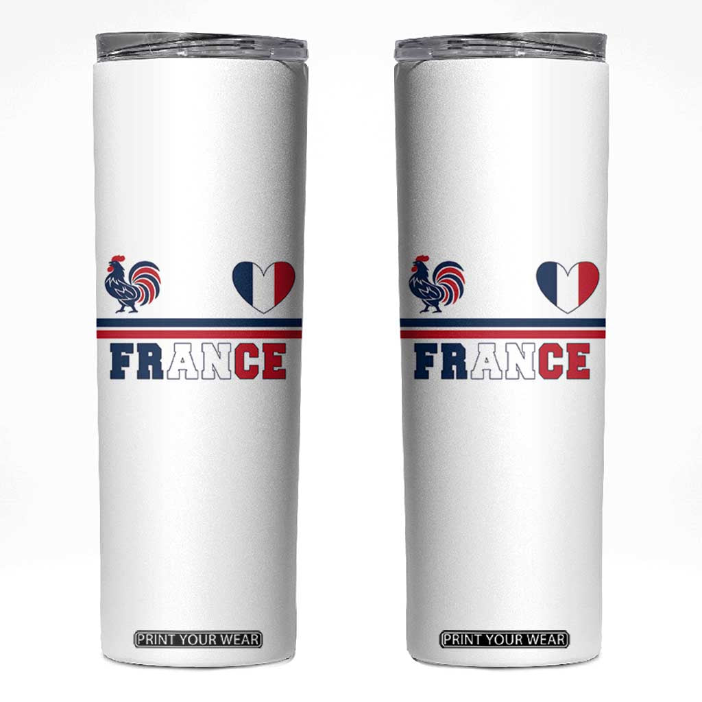 Patriotic France Soccer Fan Skinny Tumbler Fierté Football Française TS12 White Print Your Wear