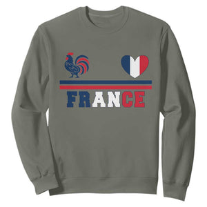 Patriotic France Soccer Fan Sweatshirt Fierté Football Française TS12 S Military Green Print Your Wear