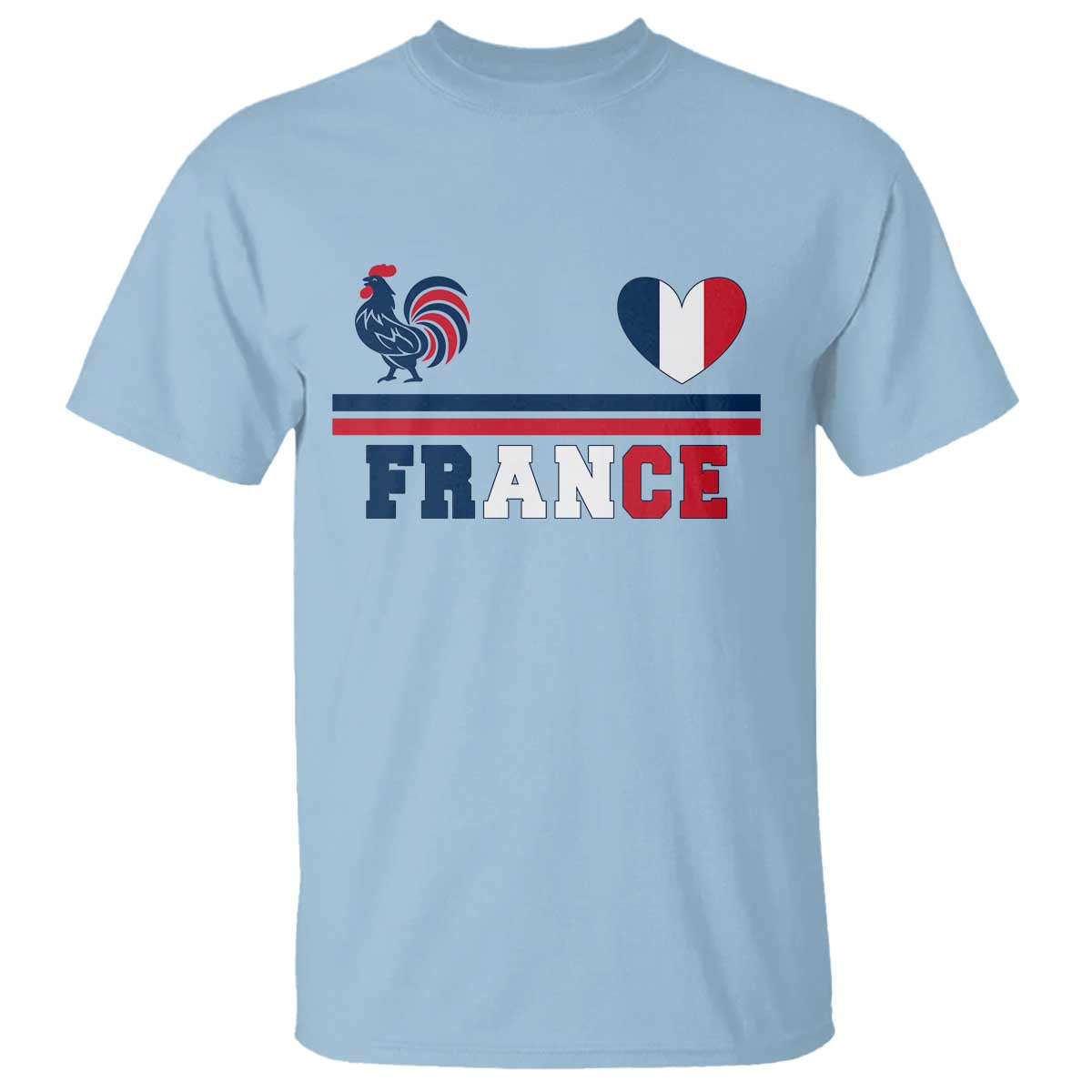 Patriotic France Soccer Fan T Shirt Fierté Football Française TS12 Light Blue Print Your Wear