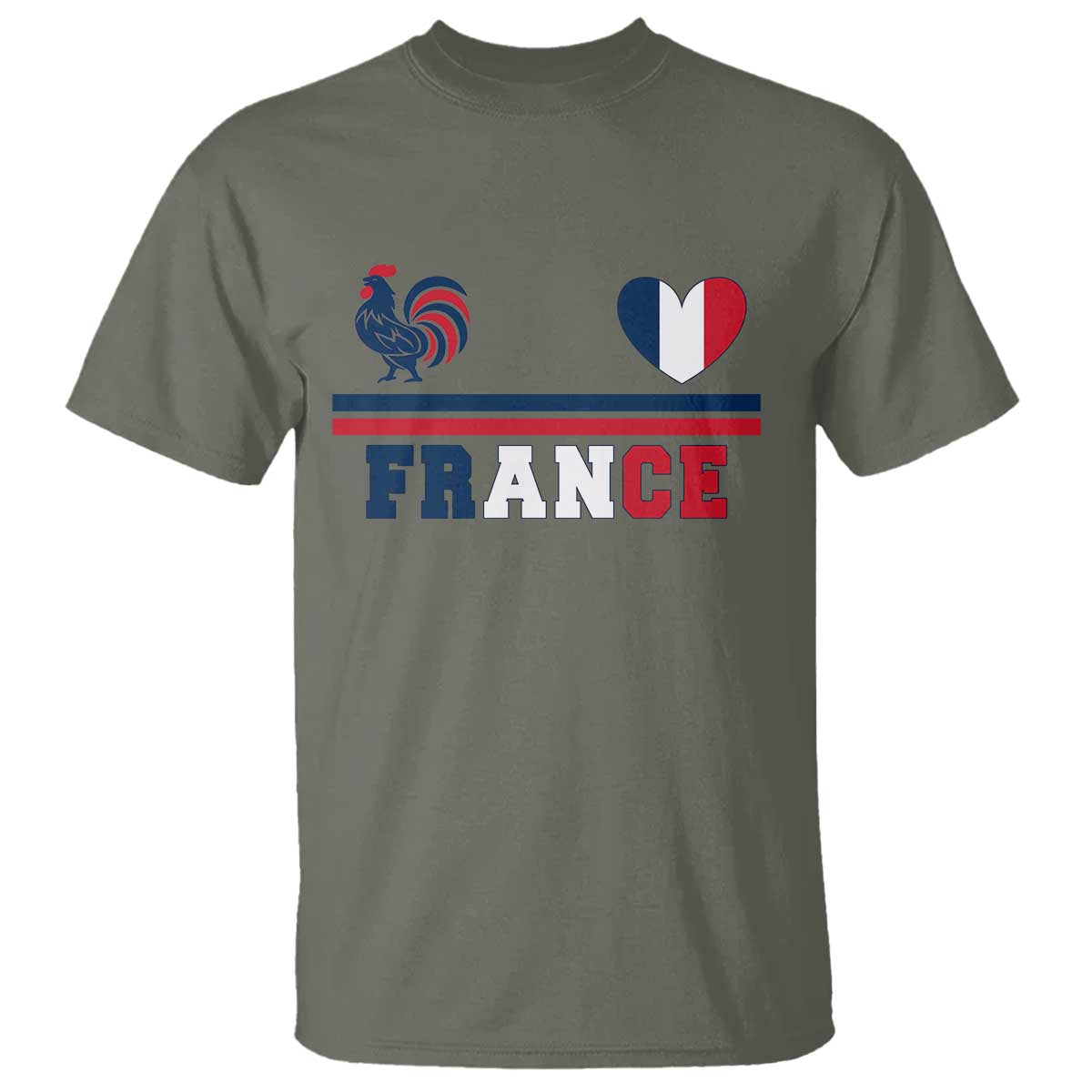 Patriotic France Soccer Fan T Shirt Fierté Football Française TS12 Military Green Print Your Wear