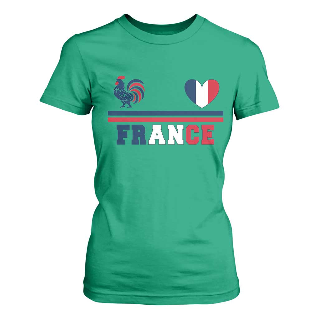 Patriotic France Soccer Fan T Shirt For Women Fierté Football Française TS12 Irish Green Print Your Wear