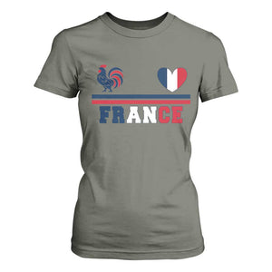Patriotic France Soccer Fan T Shirt For Women Fierté Football Française TS12 Military Green Print Your Wear