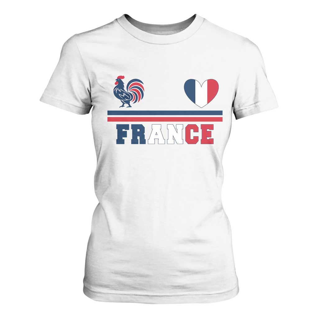 Patriotic France Soccer Fan T Shirt For Women Fierté Football Française TS12 White Print Your Wear
