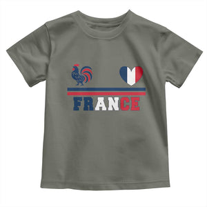 Patriotic France Soccer Fan Toddler T Shirt Fierté Football Française TS12 Military Green Print Your Wear