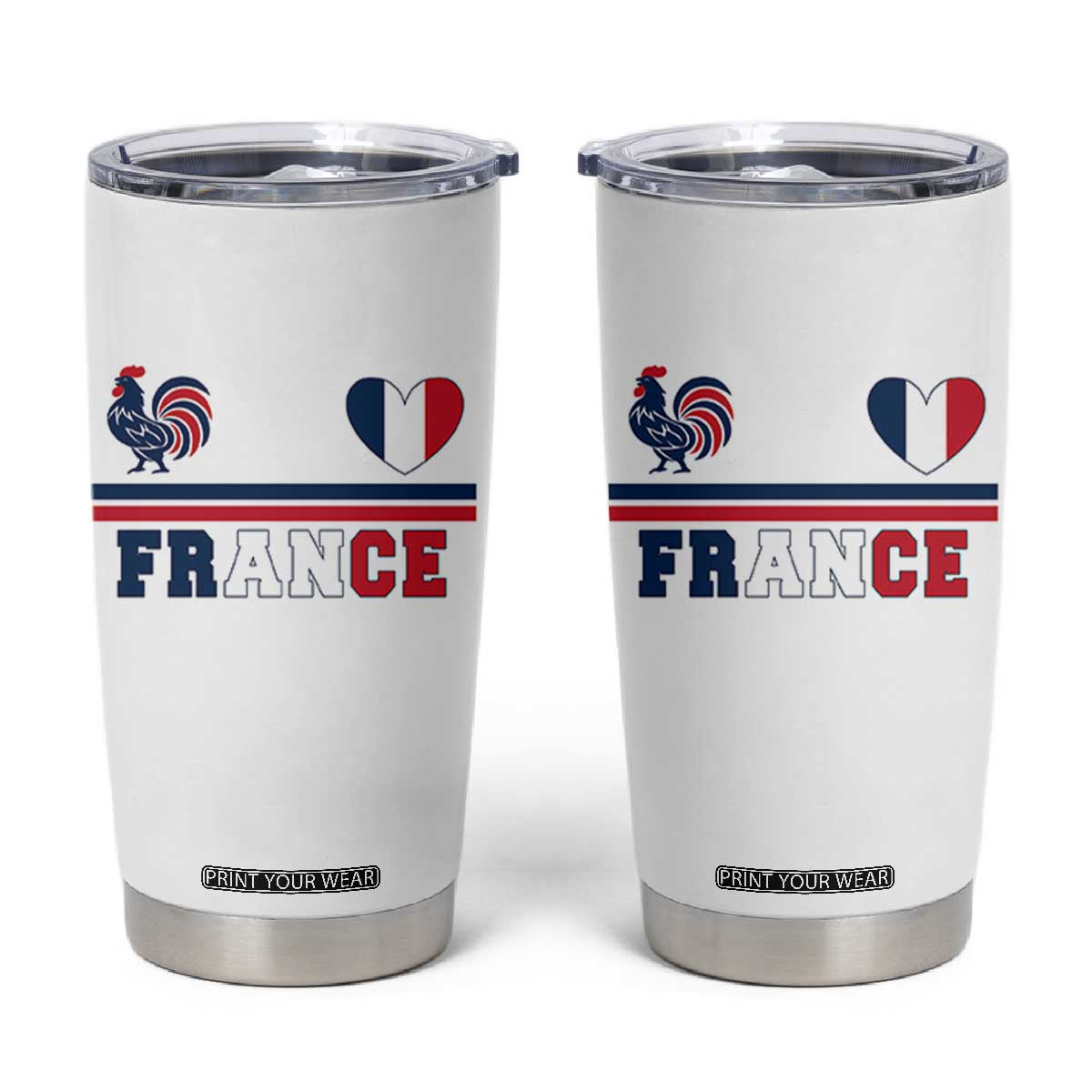 Patriotic France Soccer Fan Tumbler Cup Fierté Football Française TS12 White Print Your Wear