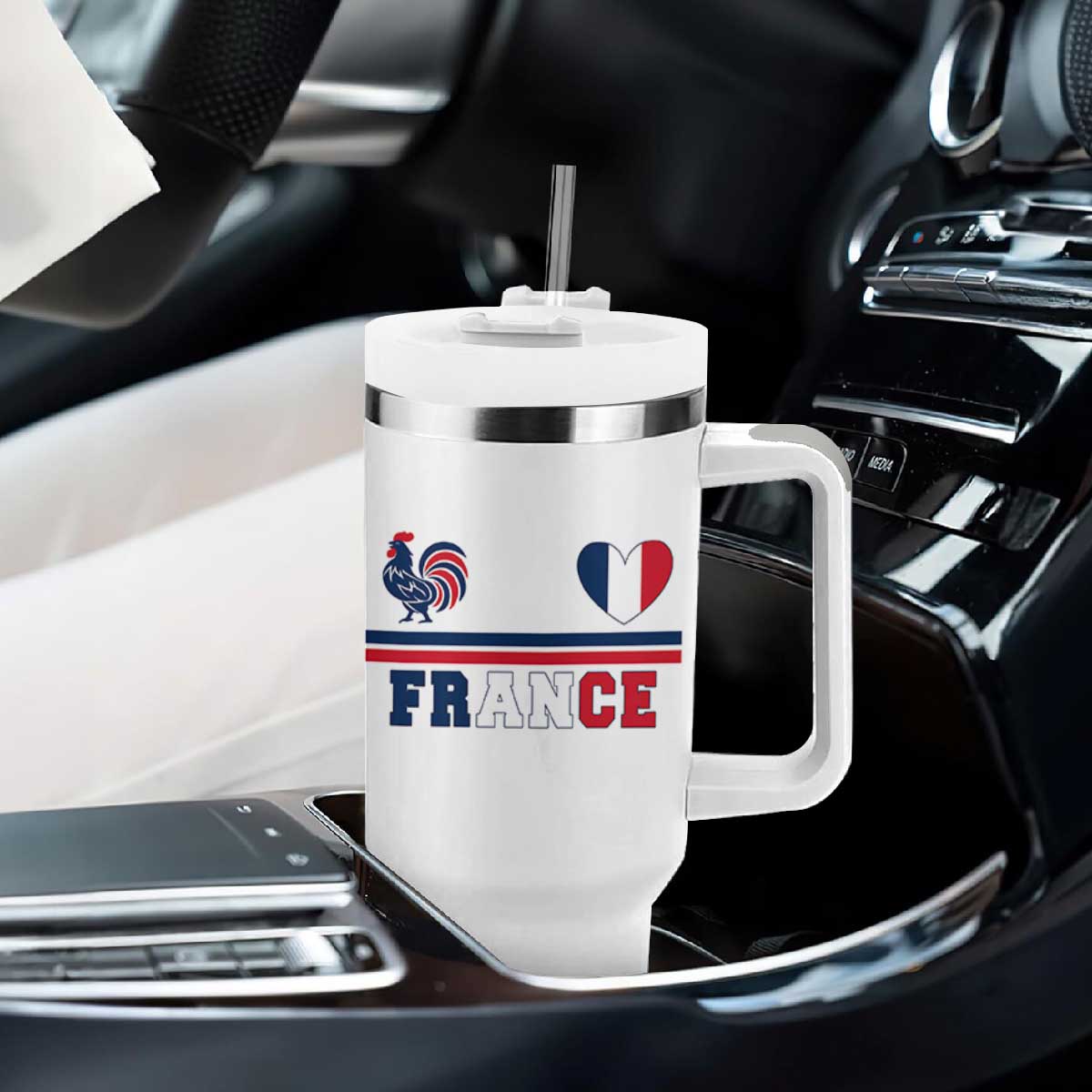 Patriotic France Soccer Fan Tumbler With Handle Fierté Football Française TS12 Print Your Wear
