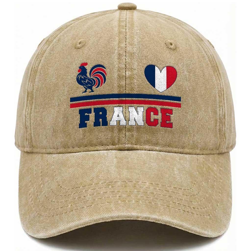 Patriotic France Soccer Fan Washed Cotton Baseball Cap Fierté Football Française TS12 Print Your Wear