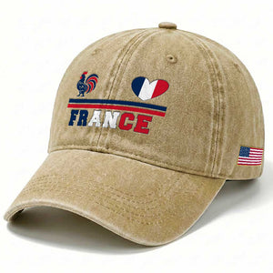 Patriotic France Soccer Fan Washed Cotton Baseball Cap Fierté Football Française TS12 Print Your Wear