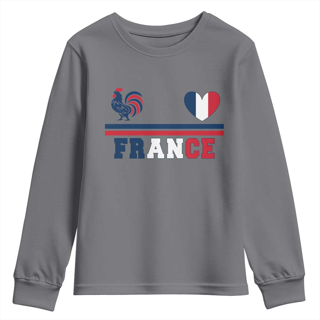 Patriotic France Soccer Fan Youth Sweatshirt Fierté Football Française TS12 Charcoal Print Your Wear